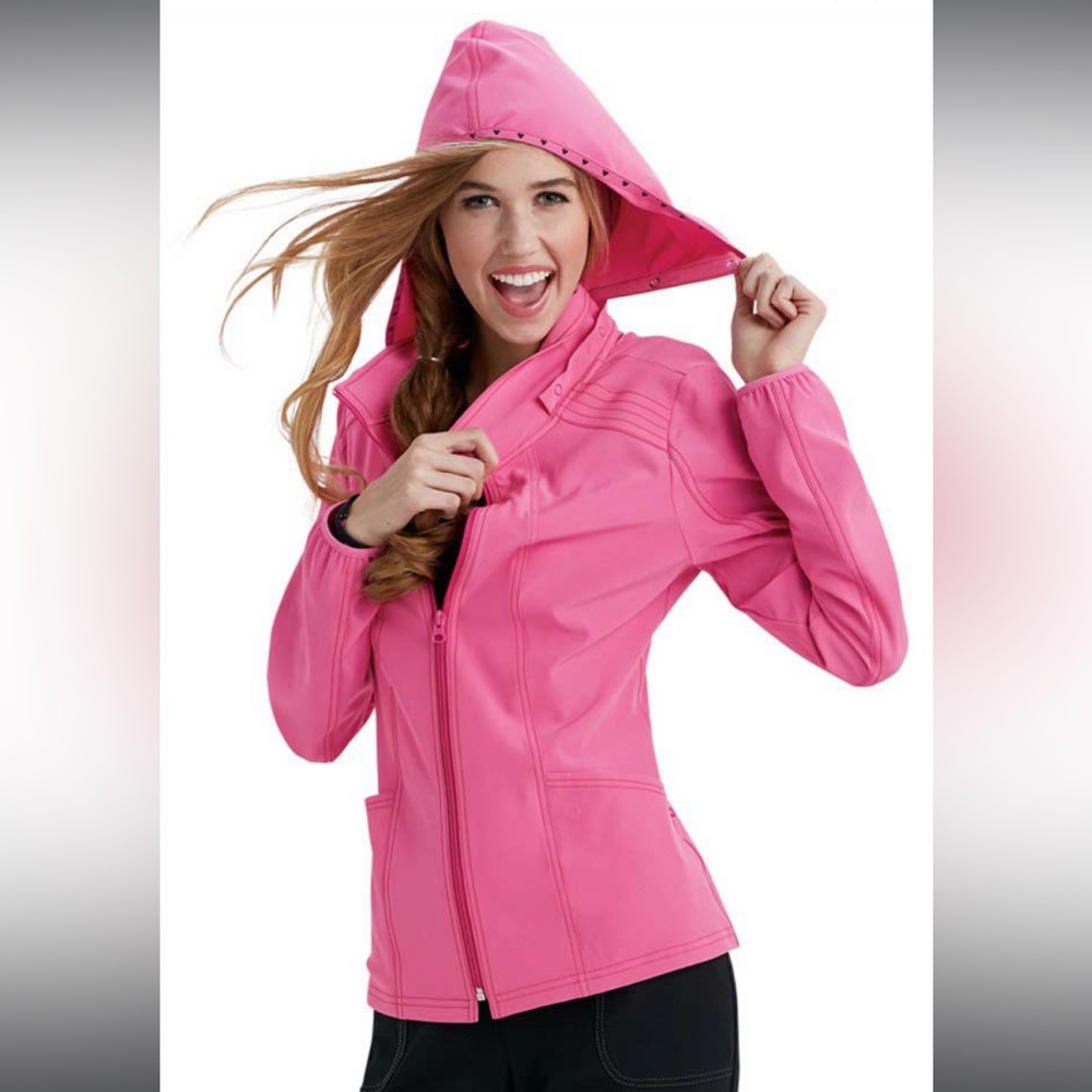HeartSoul Zip Front Pink Scrub Jacket
